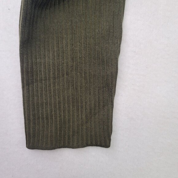 August Silk Logic Ribbed Belted Turtleneck Sweater XL Olive Green Silk/Nylon New - Picture 7 of 9